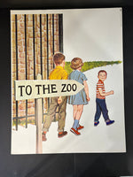 Lot of 2 Vintage Educational School Poster Marie Mike and Jeff - ZOO