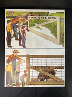 Lot of 2 Vintage Educational School Poster Marie Mike and Jeff - ZOO