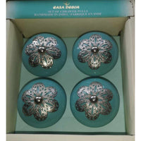 Casa Decor 4 Drawer Pulls Ceramic Knobs Turquoise & Silver-The Liquidation Club
