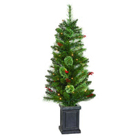 Set of 6 Pre-Lit Christmas Decorations Tree, Garland & Wreath-The Liquidation Club