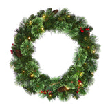 Set of 6 Pre-Lit Christmas Decorations Tree, Garland & Wreath-The Liquidation Club