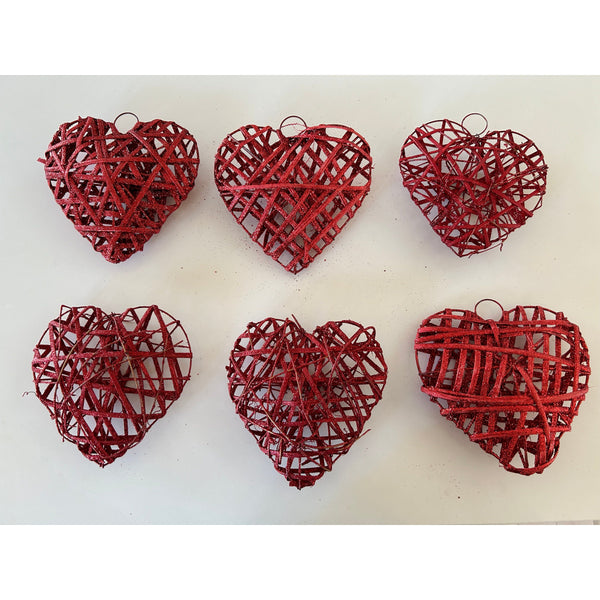 Lot of 6 Hanging Metal Mesh Wire Valentine's Heart