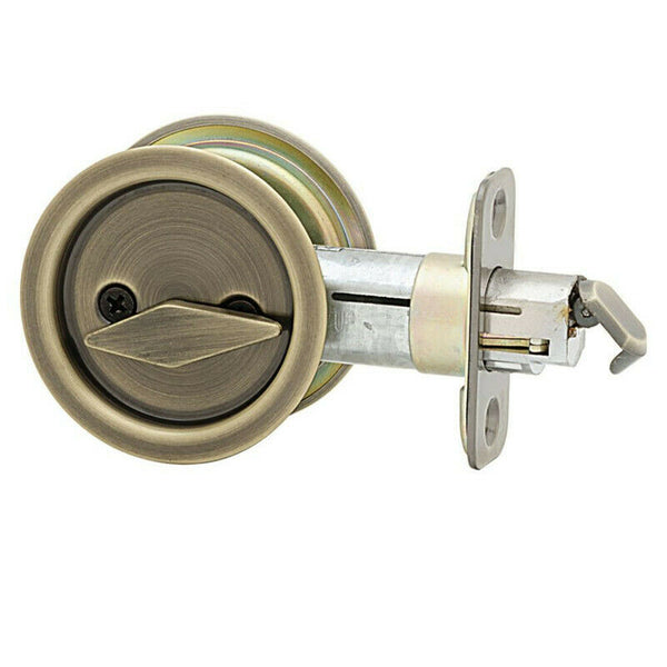 Weiser 1031 Antique Brass Round Pocket Door Privacy Lock-The Liquidation Club