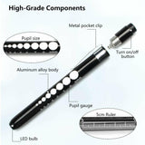 4 x Reusable Medical Pocket Penlight Flashlight with Pupil Gauge LED Bulb - White