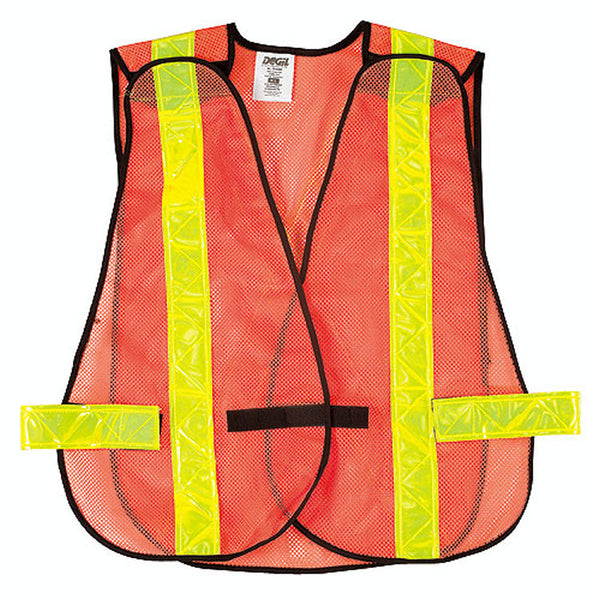 Degil Tear-Away Traffic Vest - Bandes réfléchissantes jaune vif - Maille orange - Bandes arrière style X