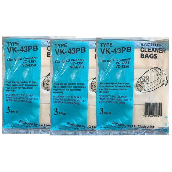9 x Vacuum Cleaner Bags for LG VC-4351/VC-4350