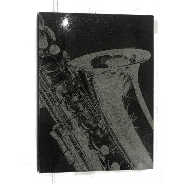 Saxophone laser engraved granite stone-The Liquidation Club