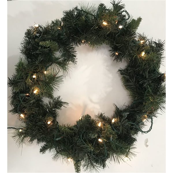 Christmas artificial fir wreath with light 24''