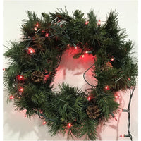 Christmas fir wreath with red light natural look 20''