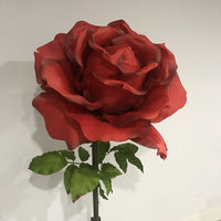 Oversized Large Silk Rose Bloom w/Removable Stem - Red