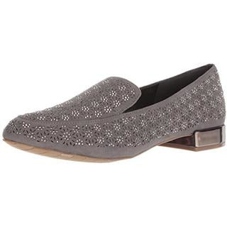 Kenneth Cole REACTION Women's Shoes Jet Time Slip on Loafer with Metallic Heel Flat - Grey