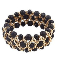 Beads Stretch Bracelet Black & Gold