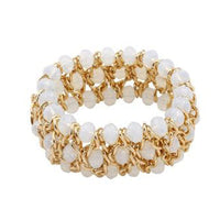 Beads Stretch Bracelet White & Gold