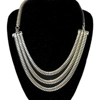 3 Row Short Silver Plated Necklace-The Liquidation Club