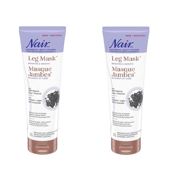 Lot of 2 Nair Leg Mask with 100% Natural Clay + Charcoal, 227-g