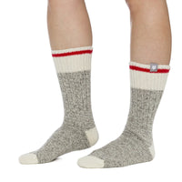Gray Wool Sock / Red Stripe