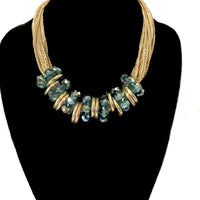 Blue & Gold Tone Layered Necklace